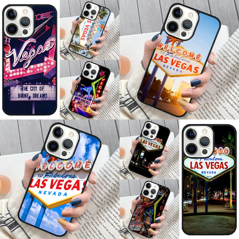 Las Vegas Sign LIGHTS Nevada Phone Case Cover for iPhone 16 12 mini 11 13 14 15 Pro Max SE 2020 for Apple 7 8 Plus Coque