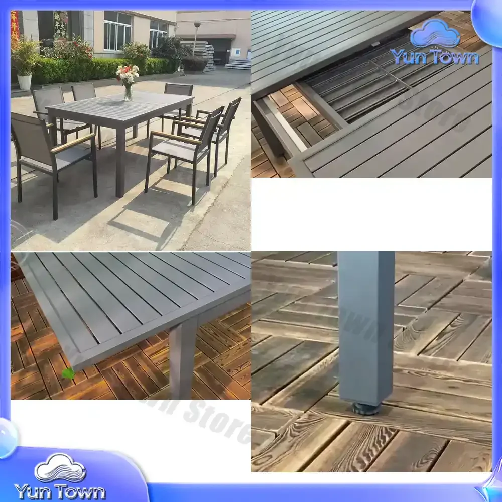 Rectangle Outdoor Expandable Patio Dining Table Durable Aluminium Extension Dining Table For Home Bar Farmhouse Warehouse