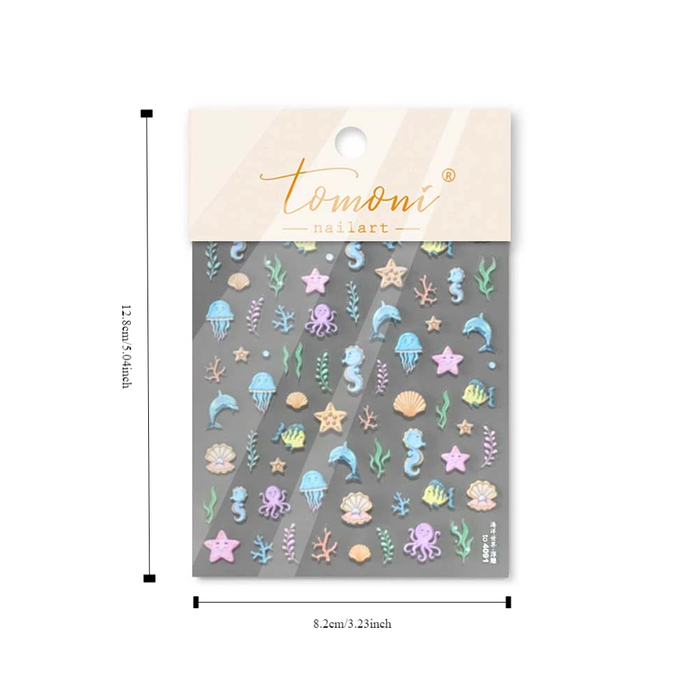 Conch Star Ocean Nail Stickers Shells Dolphin Ocean Nail Decals Nail Accessories Shiny Glass Fish Ocean Nail Decorations