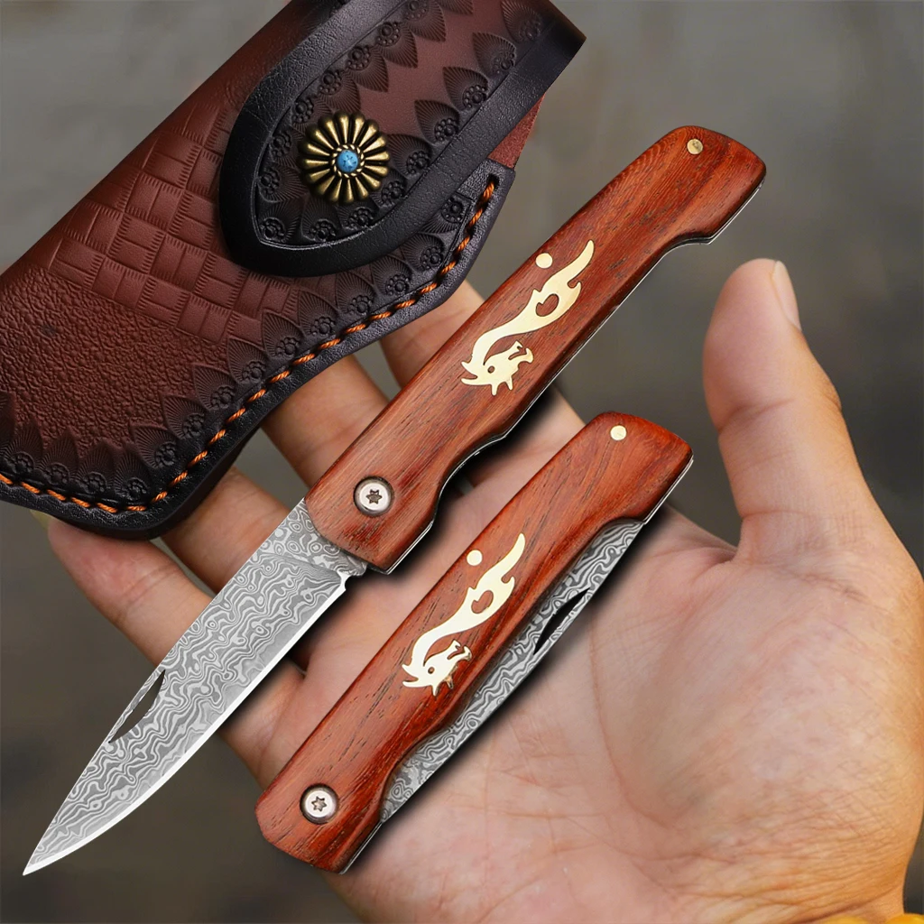 TAMZUO Damascus Steel Fruit Knives Chef Knife  Forged Kitchen Meat Fish Fruit Boning Cleaver Chop Bone Butcher Professional