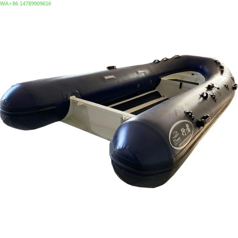 ZM  RIB390 Black Aluminum-Magnesium Alloy 1.2mm PVC Speed Inflatable RIB Boat 4-Person Outdoor Camping Water Sports