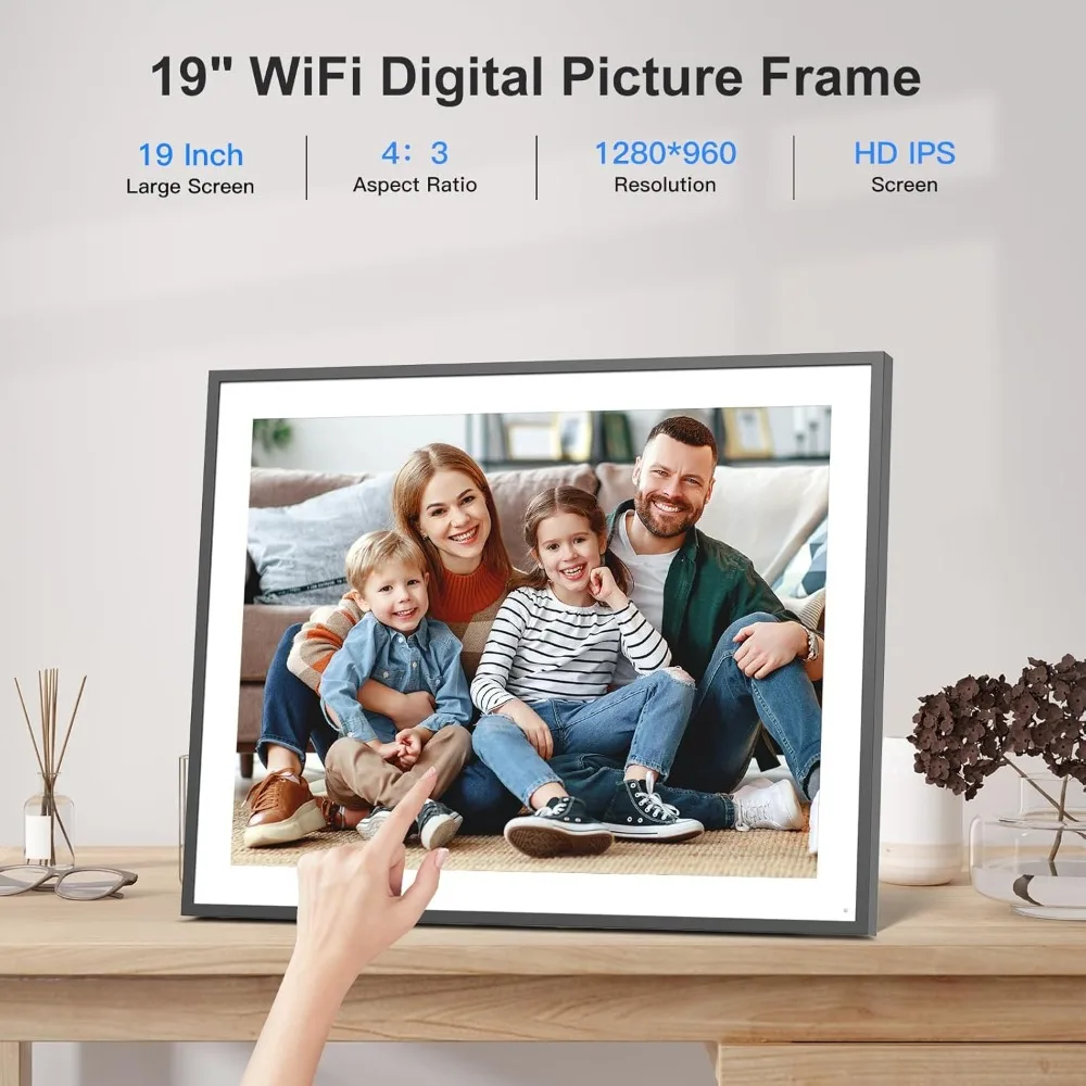

Smart Digital Picture Frame 19-inch-Photo-Frame - Dual-WiFi Large Digital Frame, Touch Screen, 64GB, Full Function