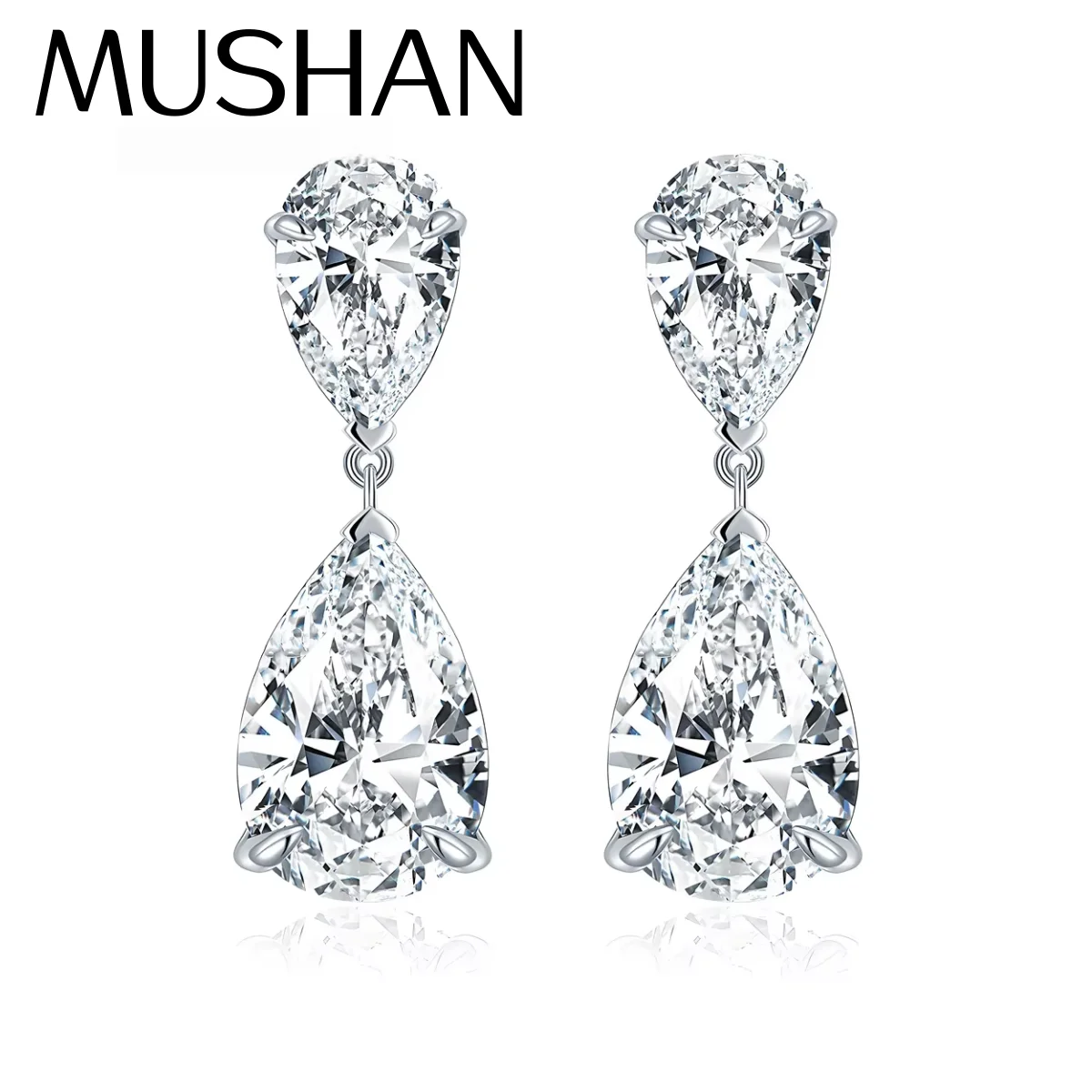 

MuShan Brand Jewelry 12ct Large Carat Moissanite Water Drop Earrings For Women S925 Sterling Silver Moissanite Diamond Stud Earr