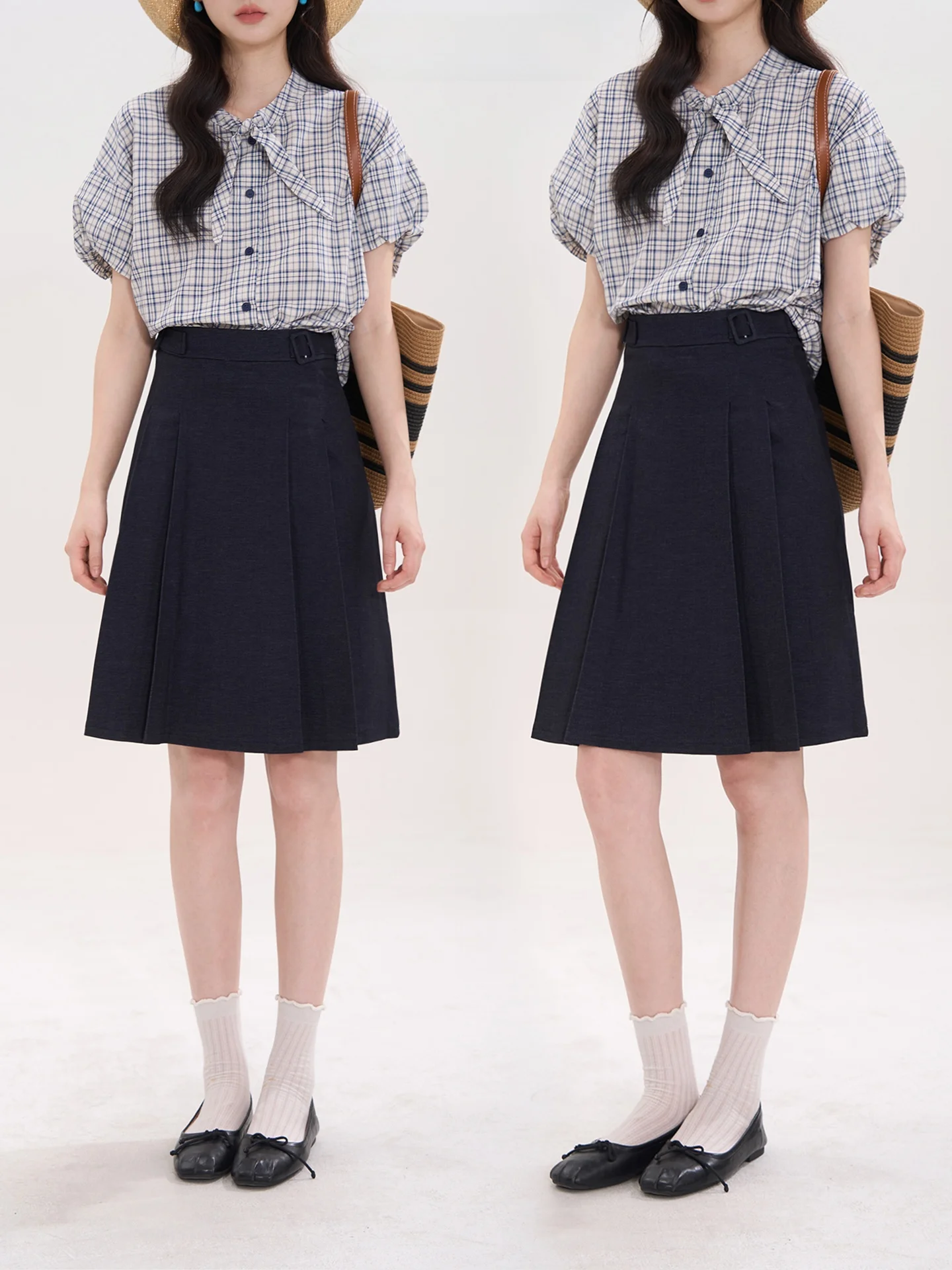 

Юбка А-силуэта с высокой талией, женская, весенняя, модная, в студенческом стиле, плиссированная, из смесового полиэстера, на молнии