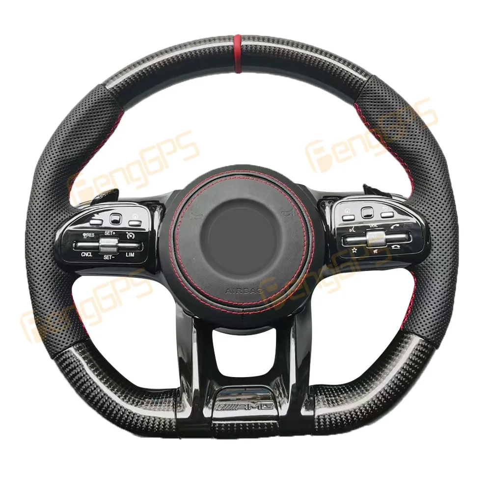 Support Customized Carbon Fiber Suede Steering Wheel Fit For Mercedes-Benz All Series Auto Shift LED Lights Flash Steering Wheel