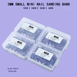 3mm Nail Sanding Bands 150/240/320/400 Grit Mini Black-Purple Drill Bit Electric Nail File Accessory Polishing Manicure Tool