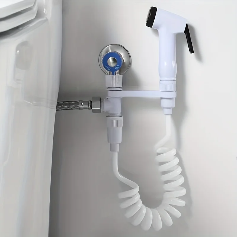 1set White Handheld Bidet Sprayer For Toilet, High Pressure Bathroom Toilet Flushing Spray Set With Shower Hose