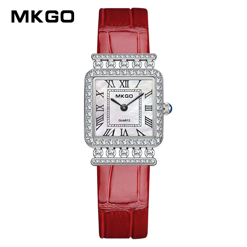 2024 New Crystal Ladies Watches High End Luxury Jewelry Female Watches Diamond Bracelet Women Leather Watches Square Roman Dial