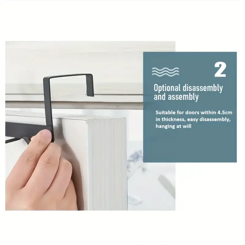 1Pcs Space-Saving 5-Hook Door Hanger - Easy Install, Contemporary Style, Durable Storage for Coats