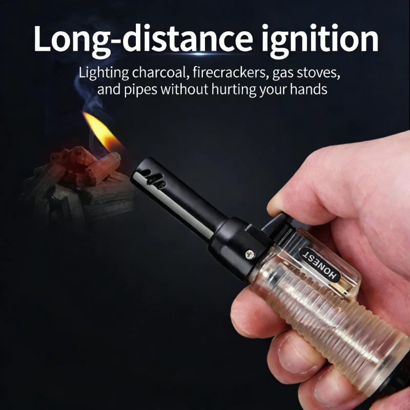 

Lighter inflatable light pipe long handle inverted oblique fire light candle aromatherapy transparent electronic open flame
