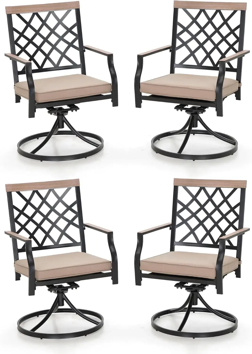 Patio Chairs Outdoor Swivel Dining Chairs Outdoor Furniture Chairs Set of 4 with Cushion Suports 300lbs