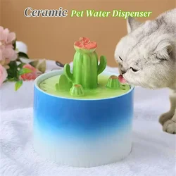 Drinker for Cats Water Fountain,Ceramic,Cactus Pet Water Dispenser,Gradient Dog Bowl,USB Dog Waterer Automatic Cat Drinking Bowl