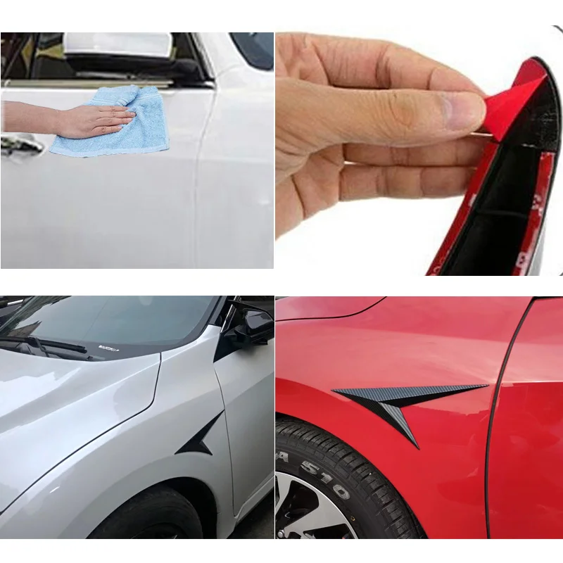V Shape Universal Fits Car Side Fender Vent Sticker Car Body Decoration Auto Bonnet Air Intake Flow Hood Scoop Cover - view 6