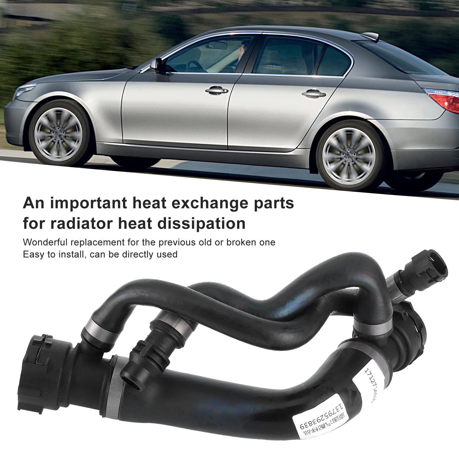 

17127546064 Car Cooling System Hoses Radiator Upper Coolant Hose Cooling Pipe For E60 E61 5-Series 2002‑2010