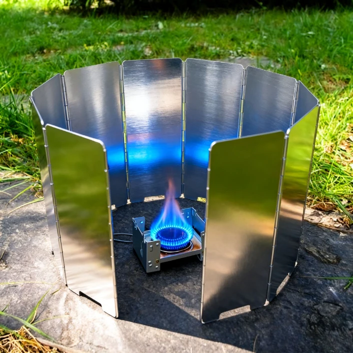 10 قطعة/مجموعة موقد مصدات الرياح مع حقيبة تخزين قابلة للطي سبائك الألومنيوم غطاء مقاوم للرياح التخييم المحمولة معدات التخييم في الهواء الطلق