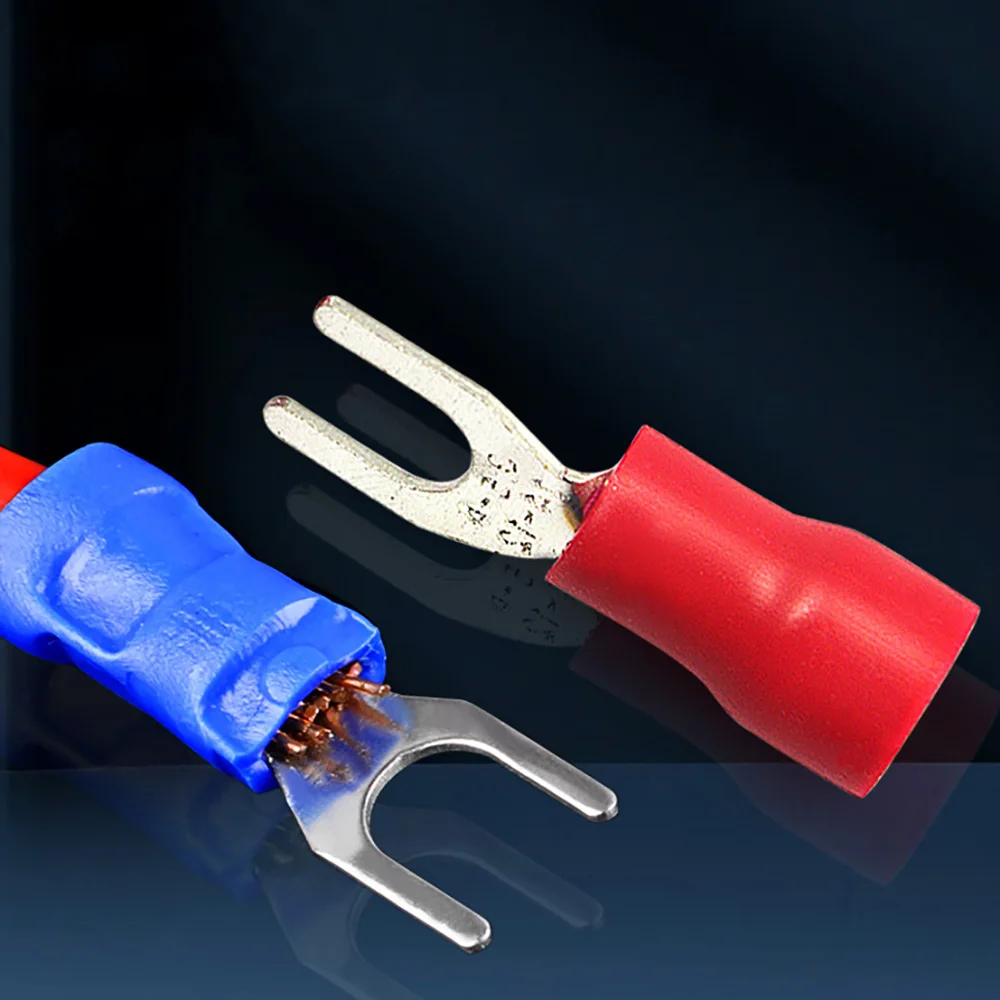 20Pcs Furcate Lug Crimp Cable Wire Forked End SV1.25/2/3.5 Insulated Fork Wire Connector Electrical Crimp Terminal