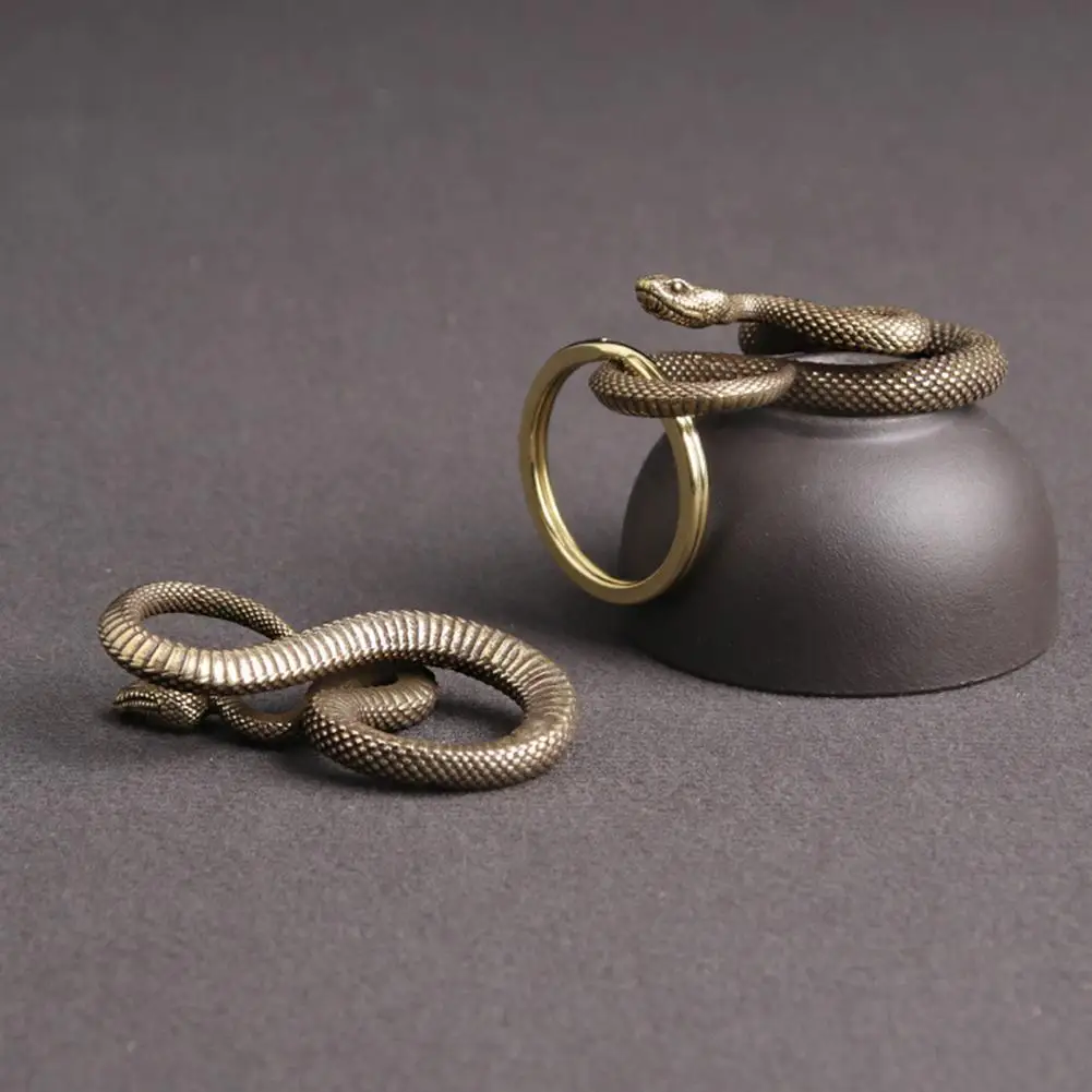 High Simulation Snake Figurine Fantasy Brass Vintage Style Snake Statue for Office