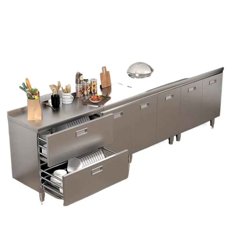 304 stainless steel kitchen cabinet extra-thick integrated cabinet