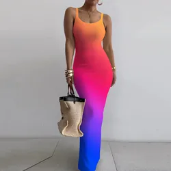 Elegantes, figurbetontes Maxikleid für Damen, Sommer, 2024, ärmellos, rückenfrei, sexy Outfits, Party, Club, Sommerkleid, Strandurlaub, lange Kleider