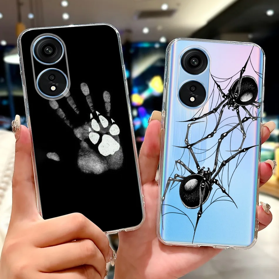 For Oppo Reno8 T Phone Case Reno 8T 5G 4G CPH2481 CPH2505 Elegant Floral Cat Soft Silicone Transparent TPU Lightweight Cases