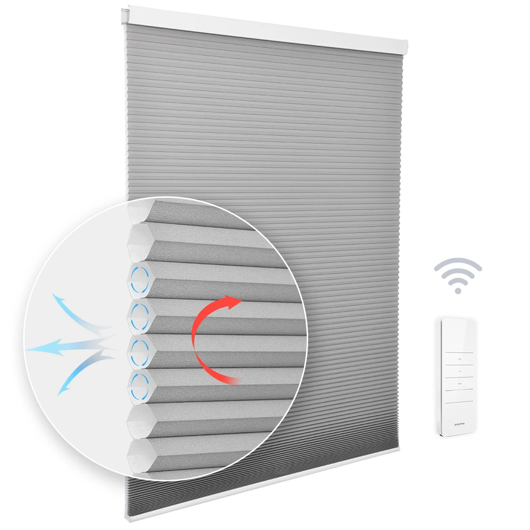 Customized Size Alexa Wifi Tuya Smart Control Motorized Honeycomb Blinds Full Blackout Fabric For Living Room,Bedroom,Office