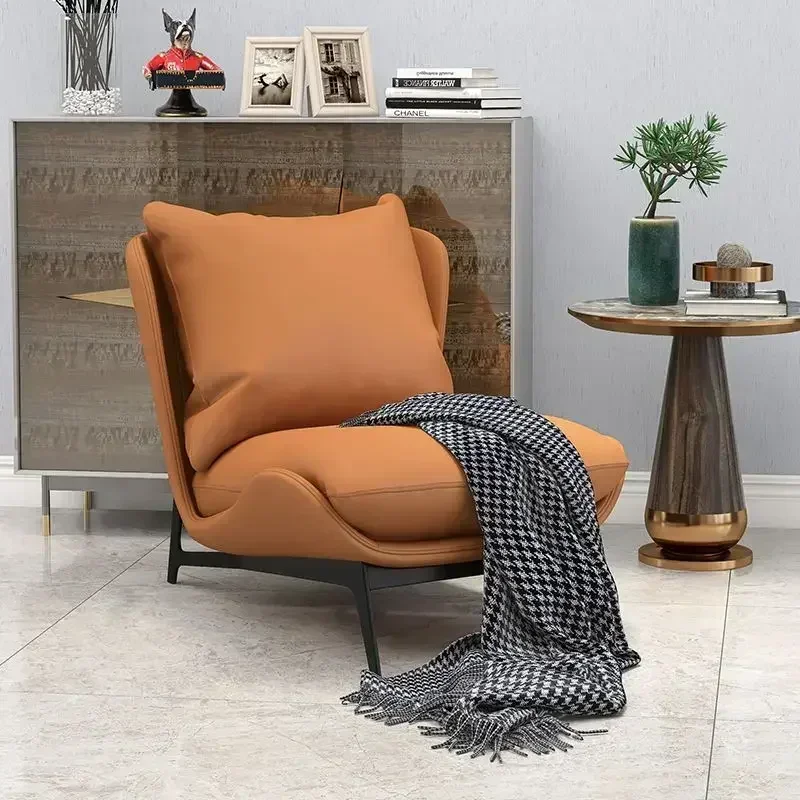 Silla con acento de lujo, salón moderno minimalista, silla reclinable móvil de diseño perezoso, Tocador nórdico, muebles para sala de estar