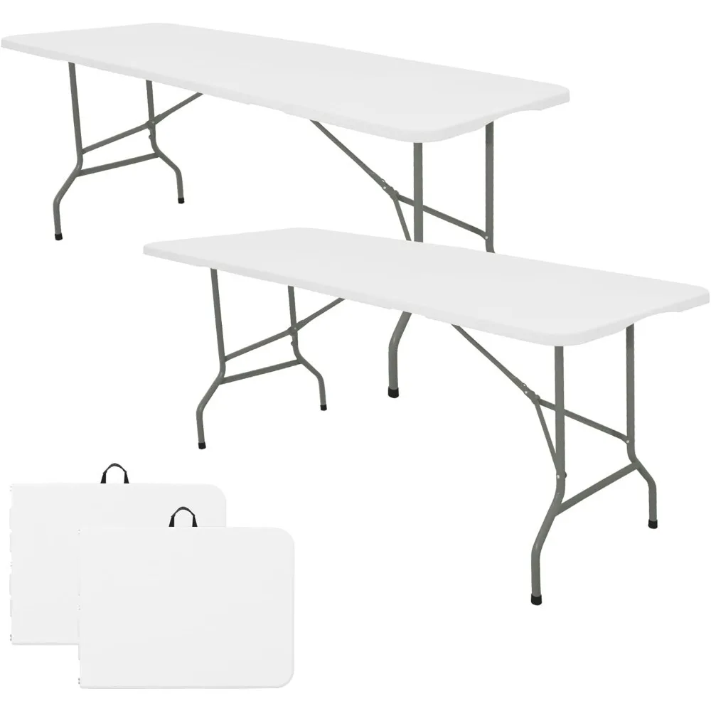 

Folding Table 6FT Lightweight Portable Plastic Outdoor Dining Table with Steel Legs and Carry Handle for Camping Picnic Party