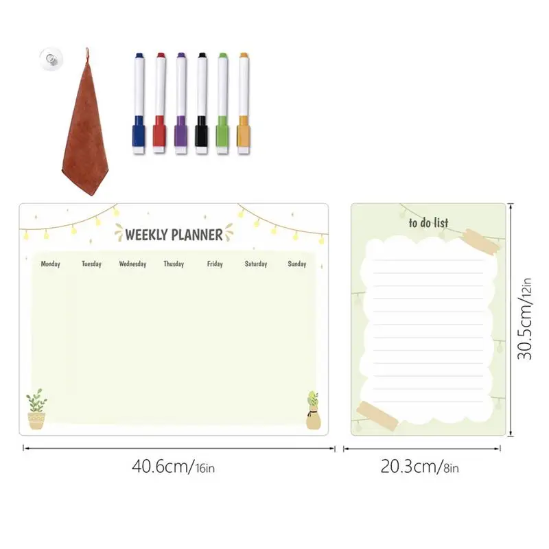 Refrigerator Calendar Memo Board Planning Board Erasable Magnet Fridge Calendar With 6 Colors Markers Towel Kitchen Organizing