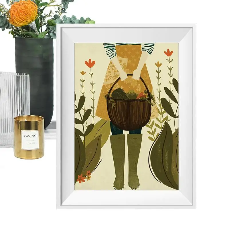 Gardener Woman Illustration Poster No Drilling Unique Wall Decor No Fading Canvas Wall Posters For Family Friends Colleagues