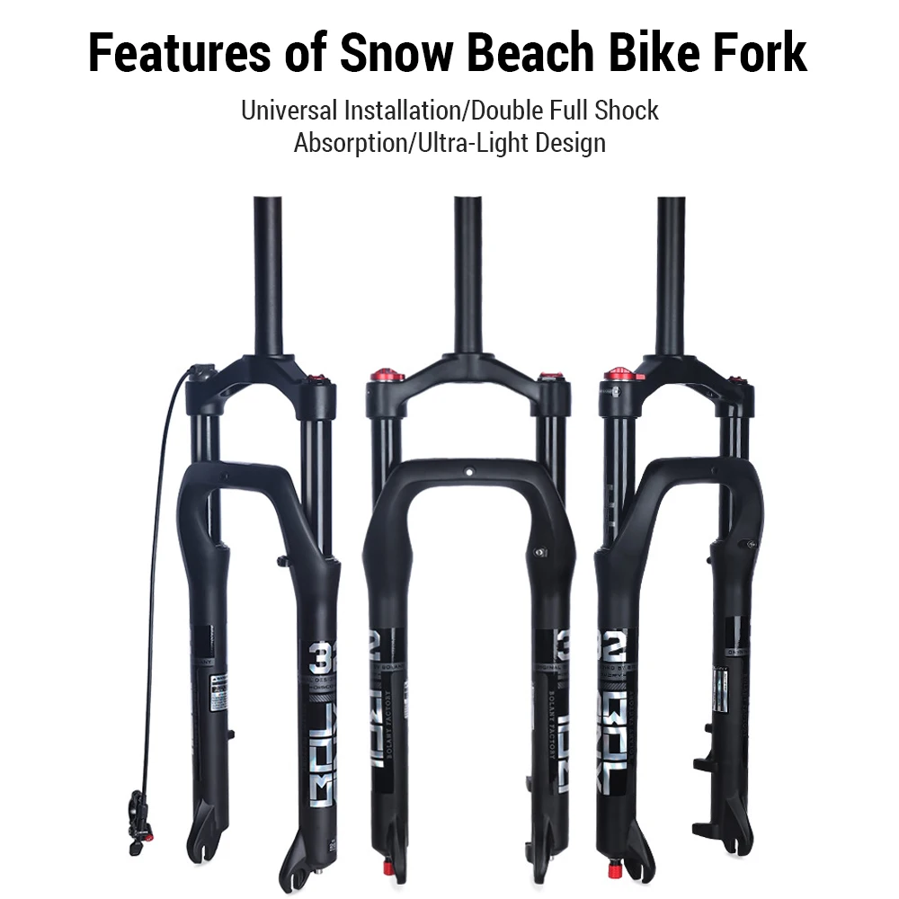 20/26 Inch Suspension Fork Snow Beach Bike Fat Tire Bicycle Magnesium Alloy Shock Absorbing Air Fork 135mm Bicycle Forks