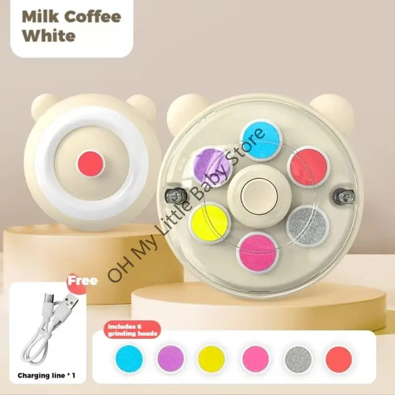 M76C Baby Electric Nails Trimmer تعمل مع ضوء LED للعناية بالأظافر الرضعية ، ويشمل 6 طحن الرأس 2 التحكم في السرعة