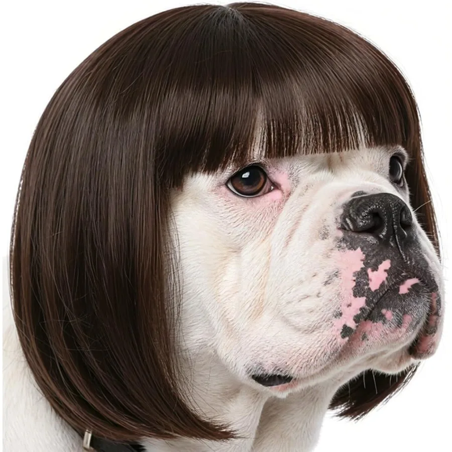 Divertida peluca para perros pequeños, medianos y grandes con bandas elásticas ajustables, disfraz de mascota recortable, decoración de Cosplay para gatos para el Día