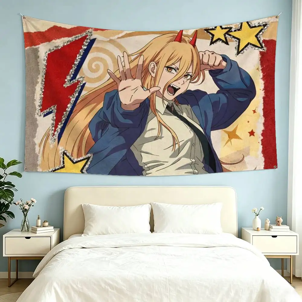 Anime C-Chainsaw Man P-Power Flag Suitable For Party Club Outdoor Interior Wall Decoration Banner Fans Gift 3