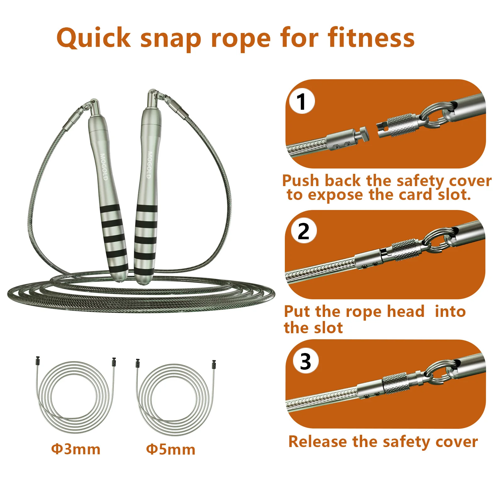 MOGOLD Premium Jump Rope Metal Wire Non-slip Handles Fitness Weight Loss Essential for Active Lifestyle gallery 3