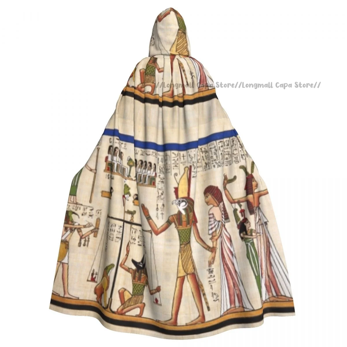 Cosplay Medieval Costumes Antique Egyptian Papyrus And Hieroglyph Hooded Cloak Capes Long Robes Jackets Coat Carnival