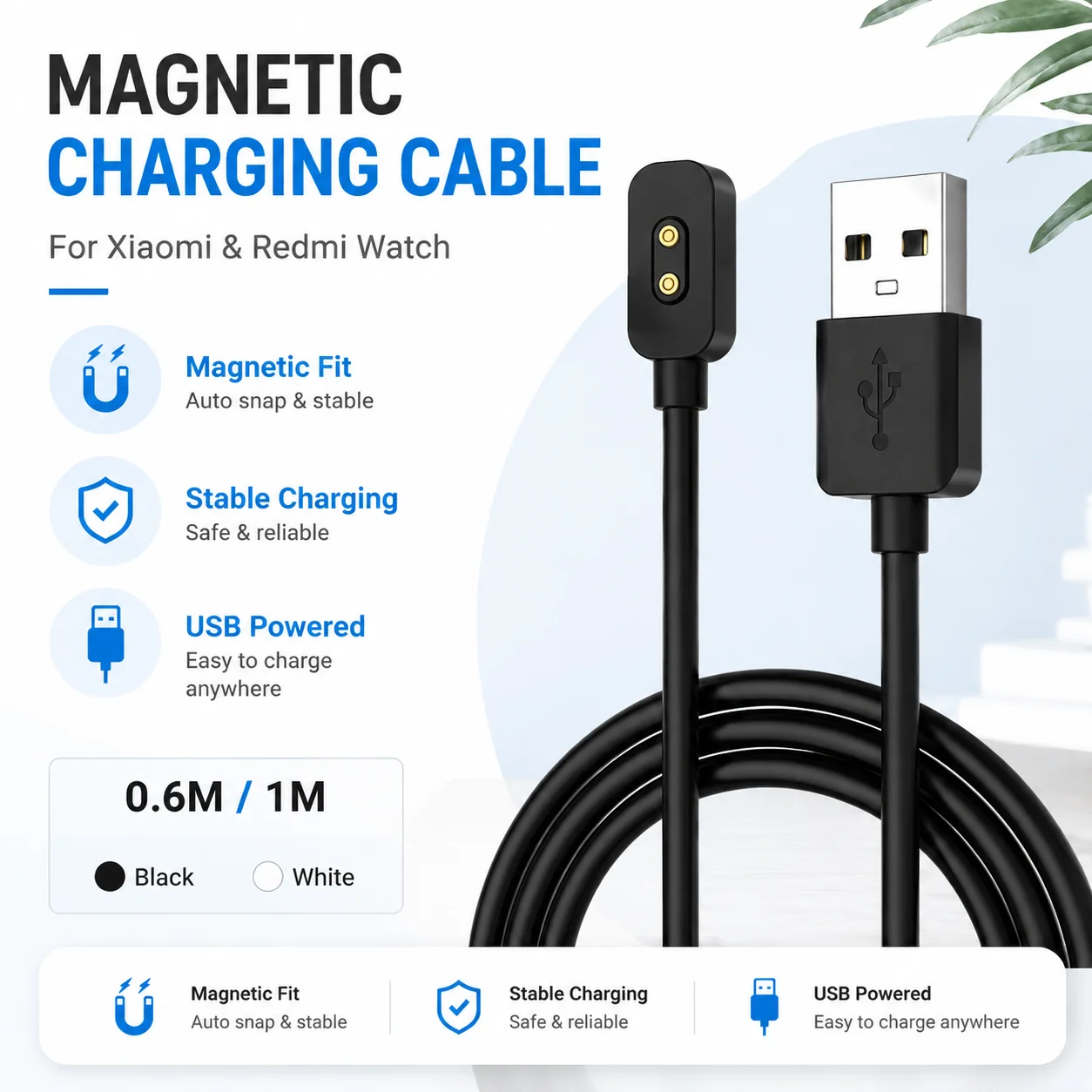 Charger for Xiaomi Smart Band 10 9 8 NFC 9 8 Pro Magnetic USB Charging Cable for Redmi Band 5 4 3 2 Active Lite Watch Accessory