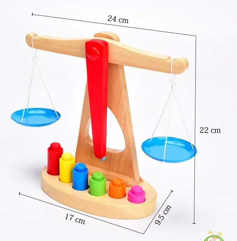 [Divertido] balanza de equilibrio de madera colorida pesar péndulo de Libra de frijol juguetes de desarrollo de aprendizaje temprano niños bebé juguete para regalo de matemáticas