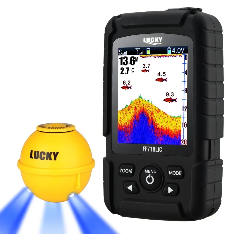 Lucky 45M/147Feet Sonar Depth,FF718LiC-WLA,Wireless Portable Fish Finder ,Waterproof Fishfinder,Fish Attractive Lamp