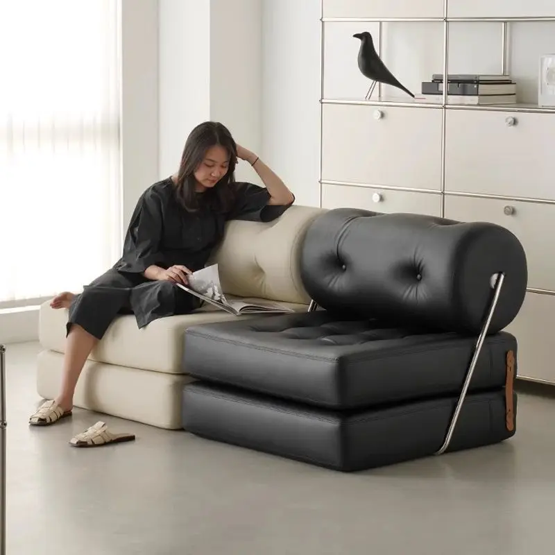 Foldable Sofa Bed Convertible Single Lazy Sofas Luxury Minimalist Comfortable Leather Sofa Apartment Living Room Furniture