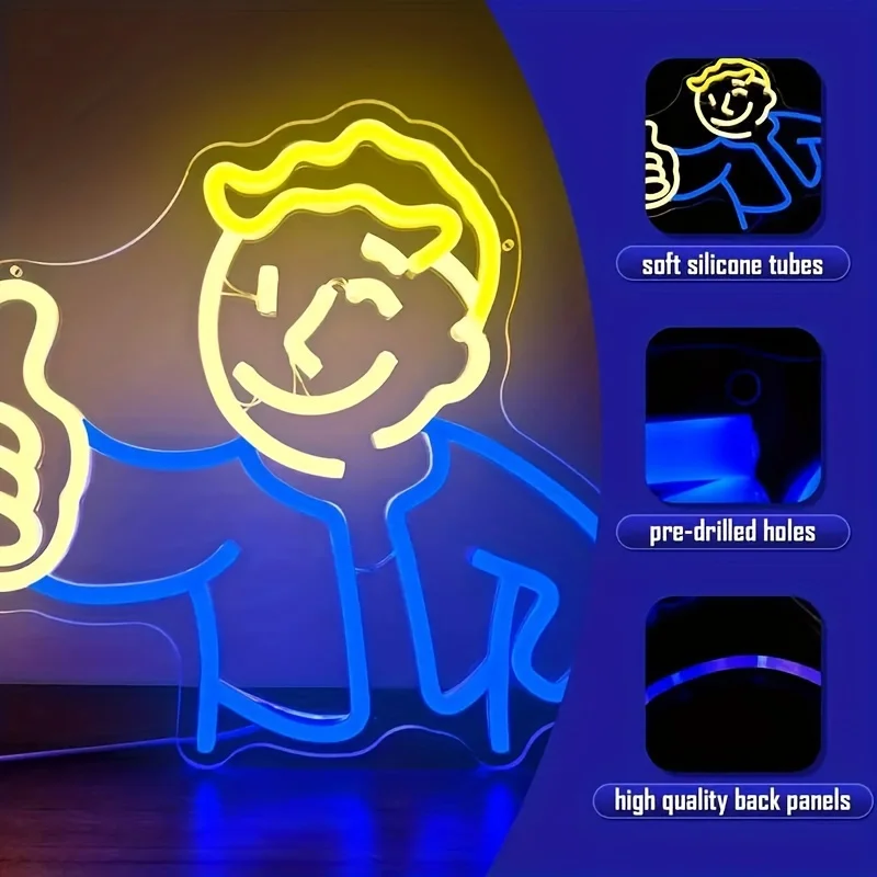 A Neon Sign,Suitable for BedroomVault BoyDimming GameLEDNeon Sign Wall Decorations Neon Sign Home Bar Club Game Room Party Unive