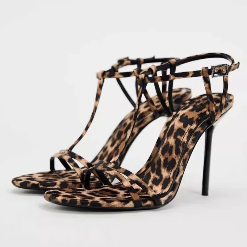 

High Heels Leopard Women Sandals Elegant Fashion Shoes Sexy Dress Summer Pumps 2025 Designer Slippers Luxury Zapatos De Mujer