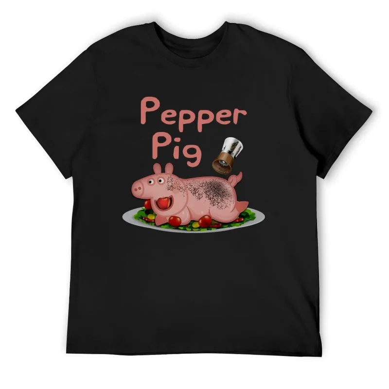 Little Pig on Plate Black Women's Summer Short-Sleeve Top Sports Short Sleeve Casual Commuting Party Short Sleeve