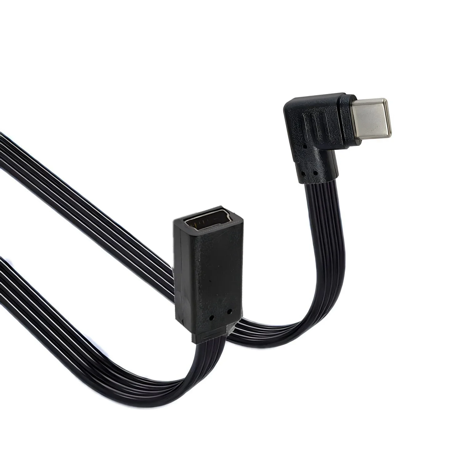 1PC Right Angle USB-C Micro usb Charging Cable, Duttek USB 3.1 Type C Plug to Mini USB (Mini B) Female Converter Cable 0.1m 0.2M