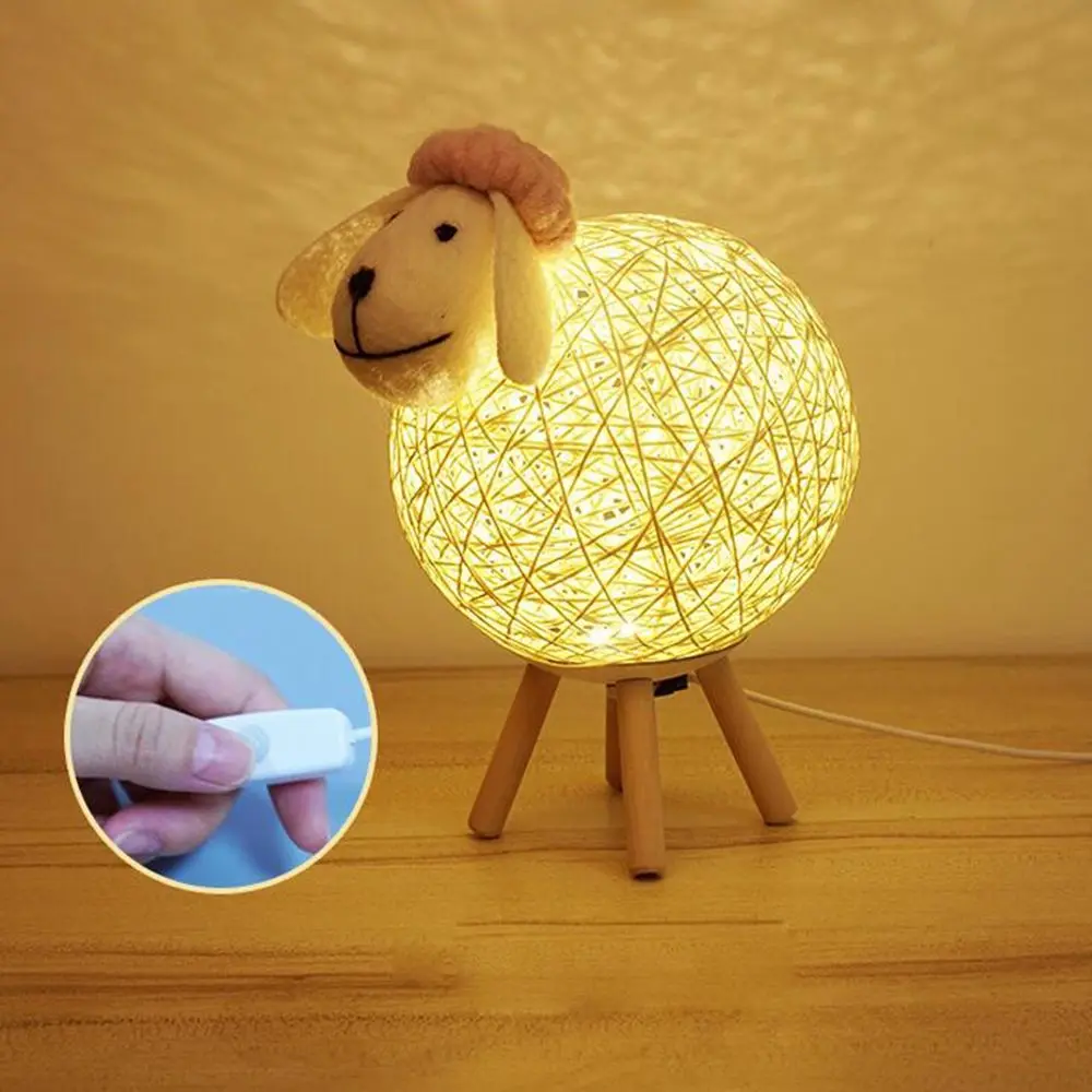 Lampe LED en Forme de Mouton Tissé à la Main, Luminaire Décoratif d'Nik, Idéal pour une Chambre à Coucher ou un oral et