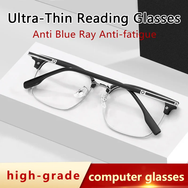 

Ultra-thin Anti Blue Ray Glasses for Men, Square Frame,Presbyopia Eyeglasses, Computer Readers Anti UV/Eyestrain/Glare Magnifier