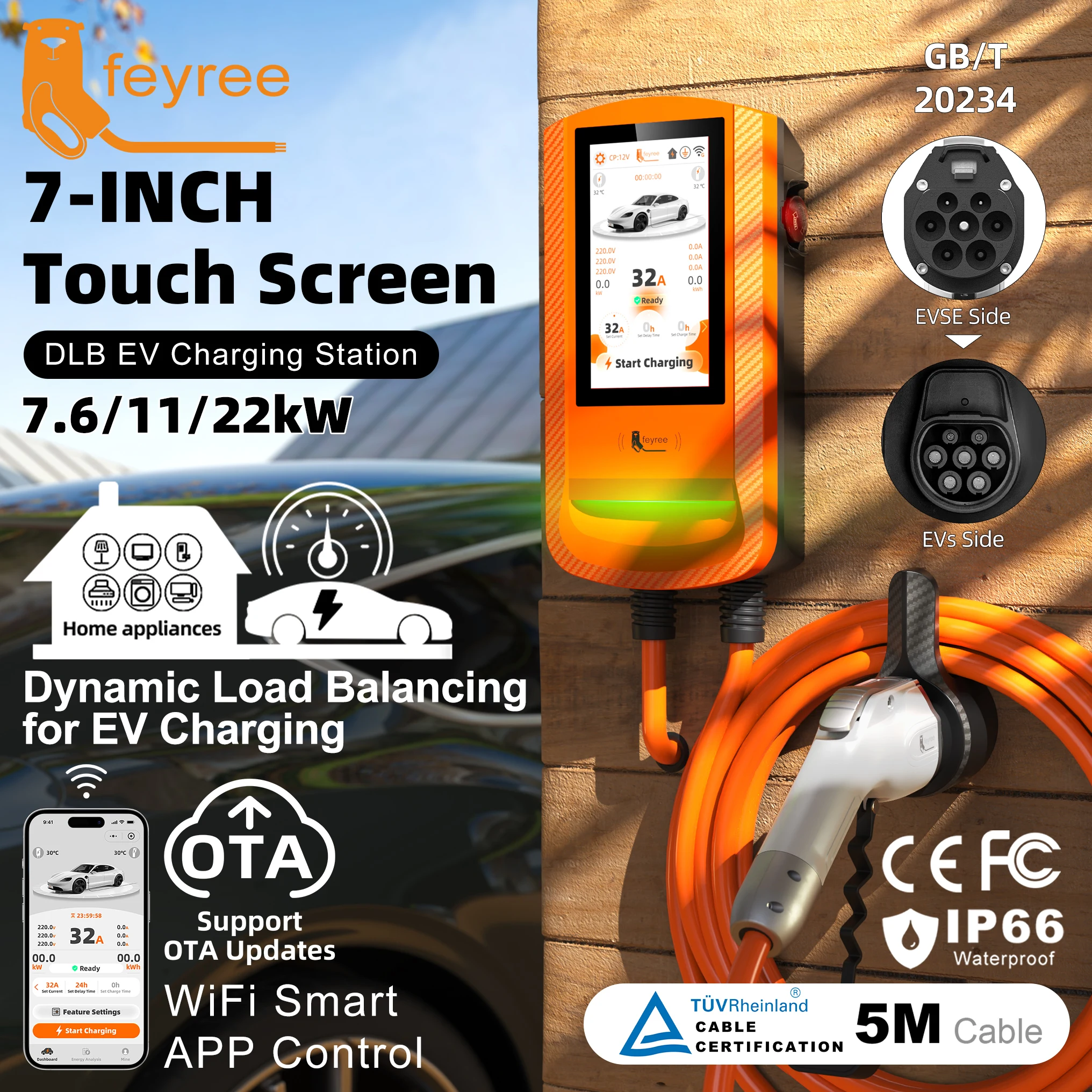 Wallbox Ev - Feyree EV Charger GB/T Socket 7.6kw
