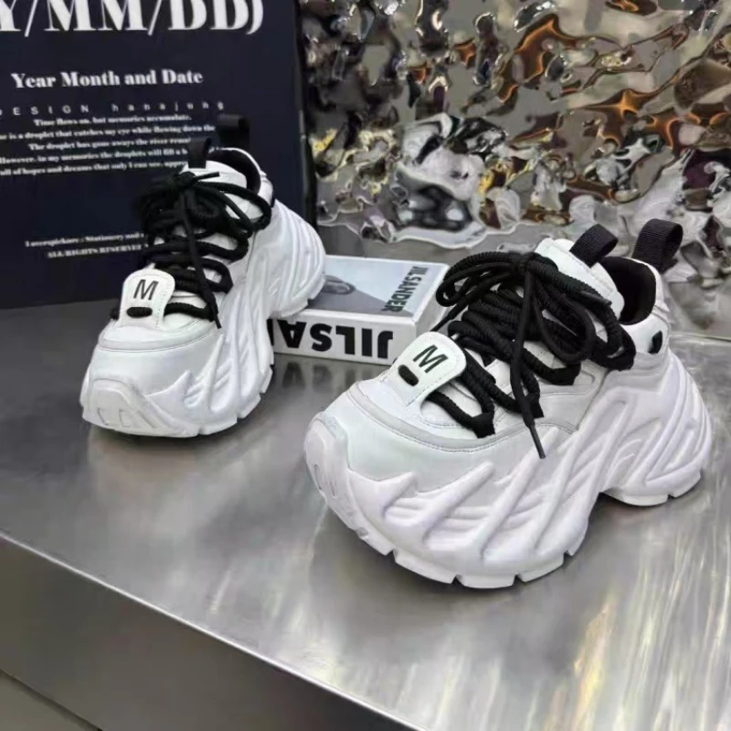 Thick Sole Chunky Sneakers Fashion Non-slip Women Elevator Shoes Casual Breathable Platform Shoes Increase Height Dorky Dad Shoe image 6