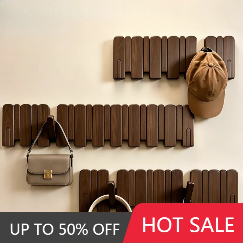Wooden Coat Racks Wall-mounted Foldable Clothing Rack Creative Living Room Clothes Hanger Interior Multifunctional Furniture