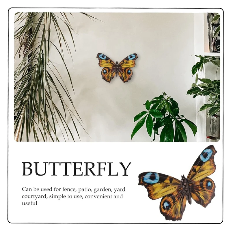 Outdoor Wall Decor Butterfly Decoration Metal Butterfly Wall Decor For Fence Metal Wall For Home Decorations Easy To Use Yellow