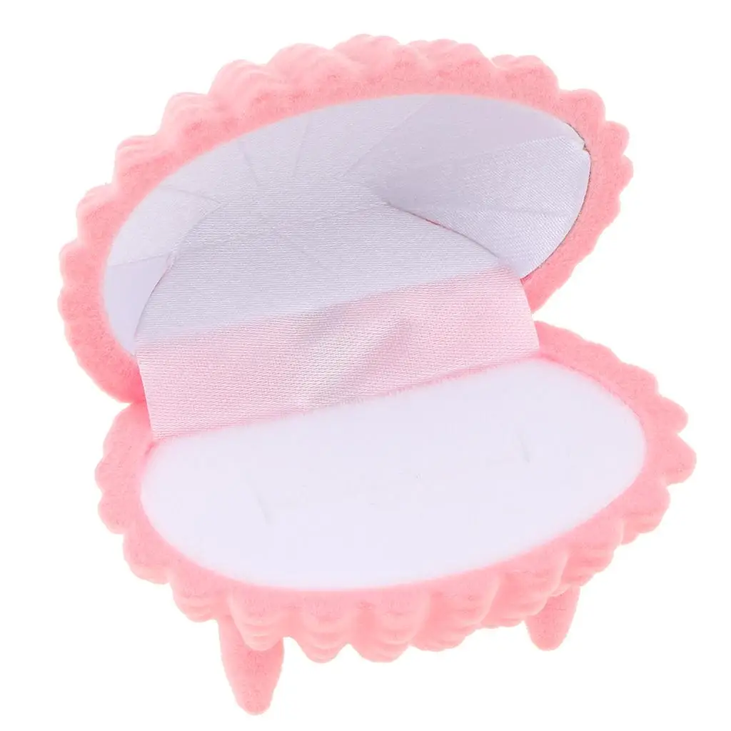 Cute Shell Shape Earring Ring Velvet Jewelry Display Box Necklace Case Small